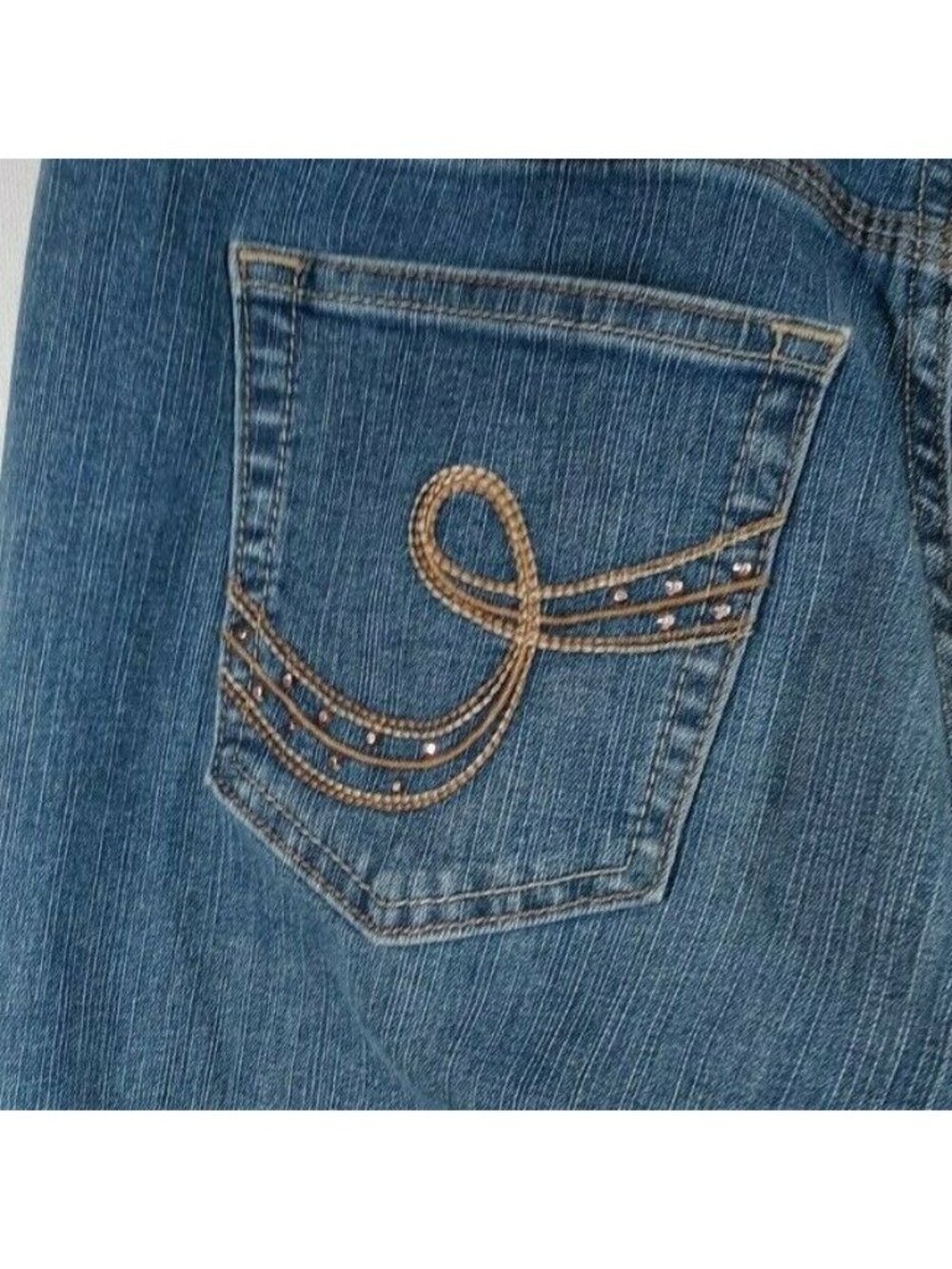 Riders By Lee Women's Embroidered Studded Distressed Whiskered Jeans 28x30 - Picture 5 of 8